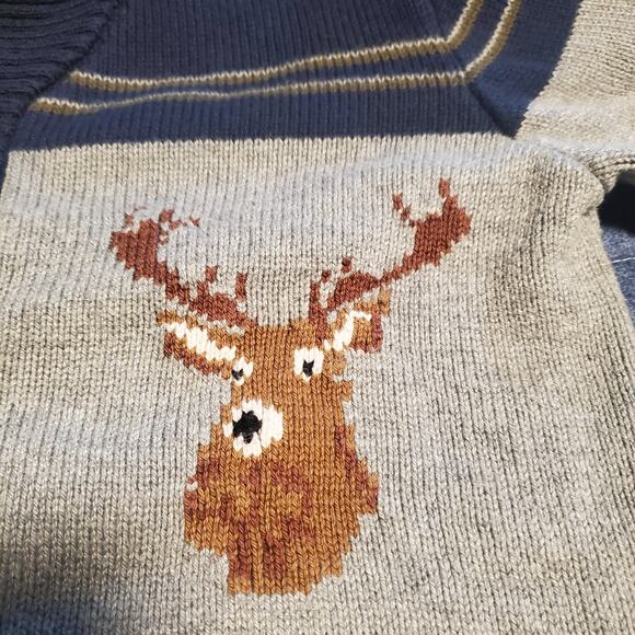 Janie & Jack Size 8 Reindeer Sweater Shawl Neck Cardigan Holiday Winter Preppy - Picture 2 of 8